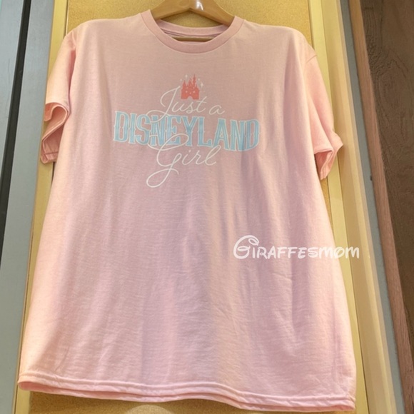 Disney Tops - Disneyland Pink Castle Just a Disneyland Girl  Graphic T-Shirt